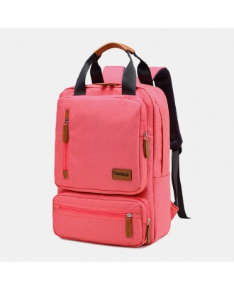Men Women Fashion Large Capacity Multi-pocket Pure Color Backpack