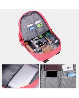 Men Women Fashion Large Capacity Multi-pocket Pure Color Backpack