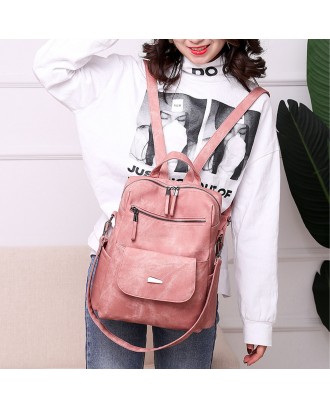 JOSEKO Women Artificial Leather Retro Casual Multifunctional Large Capacity Shoulder Bag Backpack