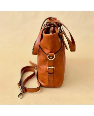 Vintage Large Capacity Waterproof Tote Crossbody Bag Faux Leather Convertible Straps Shoulder Bag