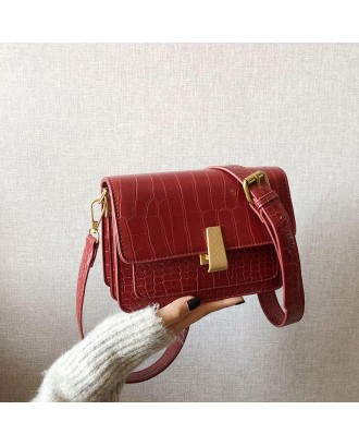 Women Vintage Lizard Grain Crossbody Bag Shoulder Bag