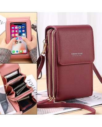 Women 6.5 Inch Touch Screen Bag RFID Clutch Bag Card Bag Large Capacity Multi-Pocket Crossbody Phone Bag