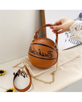Women Unique Design Basketball Football Look Mini Round Bag Hangbag Fashion Adjustable Shoulder Bag Cross Body Bag
