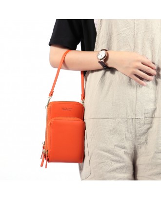 Women Solid Faux leather Muti-Pocket Clutches Bag Card Bag Phone Bag Crossbody Bag Large capacity