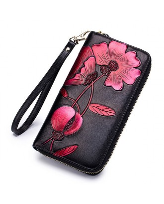 Brenice Women RFID Blocking Bohemian Floral Clutch Bag 8 Card Slots Coin Purse Long Wallet