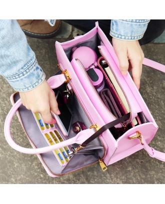 Brenice Women Solid Multifuction Handbag Work Crossbody Bag Muti-Pocket Multipurpose Bag