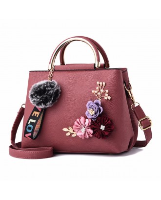 Womens Purses and Handbag Shoulder Bags Ladies Designer Top Handle Satchel Tote Bag with Ribbons and Flower Decoration