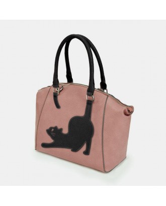 Women Faux Leather Fashion Large Capacity Cat Bag Handbag