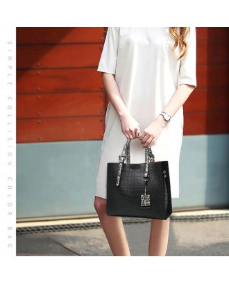 Women Fashion Vintage Stone Crocodile Pattern Ladies Bag Solid Handbag Shoulder Bag