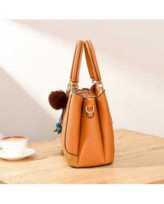 Women Casual Large Capacity Multi-Pockets Faux Soft Leather Embroidery Handbag Crossbody Bag
