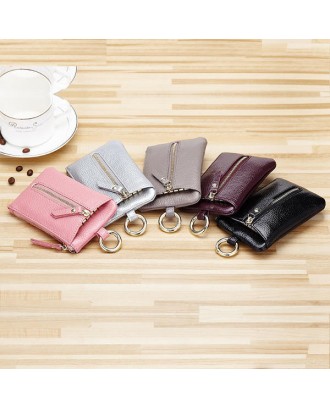 Genuine Leather Women Zipper Card Holder Girls Small Coin Bags Key Chain Bags